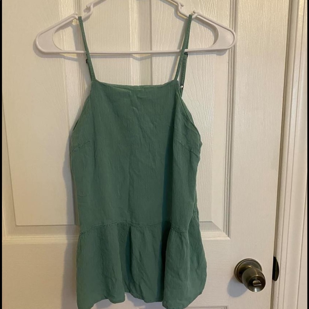 Aqua ruffle tank top